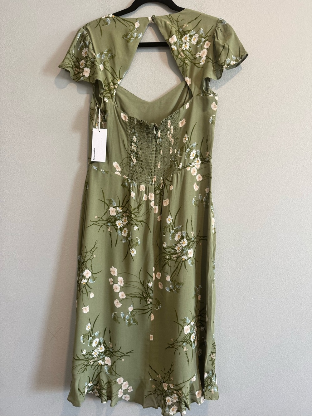 Reformation Rosie Floral Midi Dress Cap Sleeves 10 NEW - Picture 6 of 11